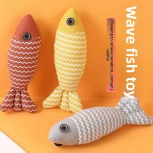 Katzenspielzeug aus mintfarbenem Stoff in Fischform