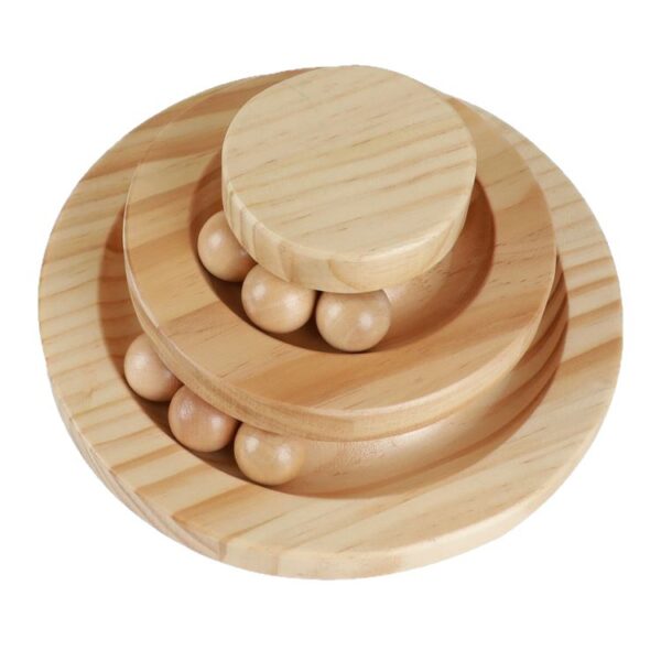 Mehrstufiges- drehbares Katzentablett aus Holz – Bild 5