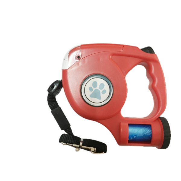 Einziehbare Hundeleine mit LED-Licht und Kotbeutelhalter – Bild 5