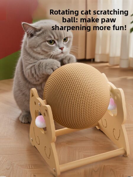 Katzenkratzball mit rollendem Spielzeug – Bild 4