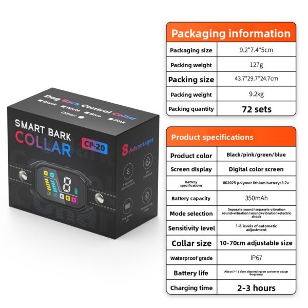 Intelligentes elektrisches Antibellhalsband mit Farbbildschirm – Bild 4